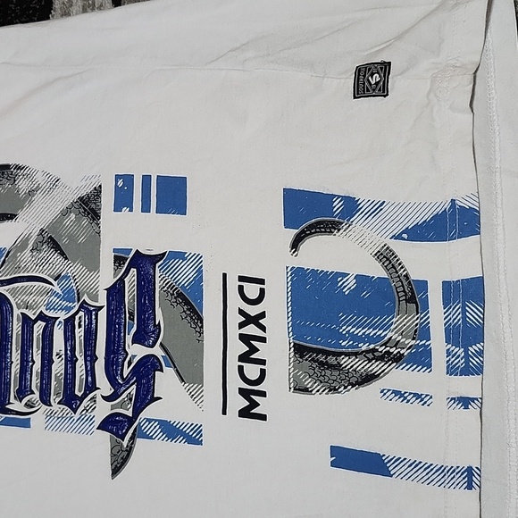 VINTAGE SOUTHPOLE RAISED LOGO MCMXCI WHITE CREW-NECK TEE-SHIRT - Picture 3 of 16